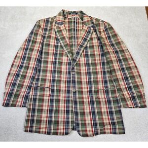 COTTON BROTHERS Men's Madras Plaid Sport Coat‎ 46L 100% Cotton Preppy Ivy League